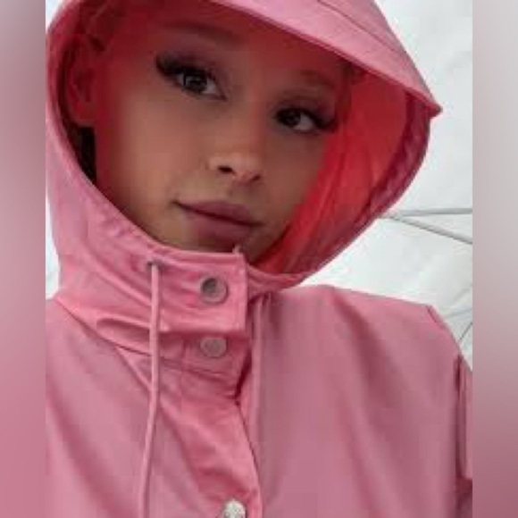 NWT RAINS Long Rain Jacket In Color Pink Sky Size Unisex Large Brand New - Picture 1 of 12